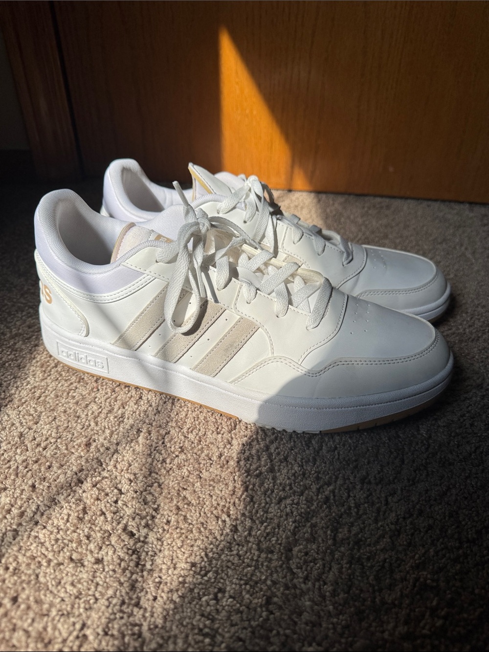 adidas White Low-Top Sneakers with Cream Accents